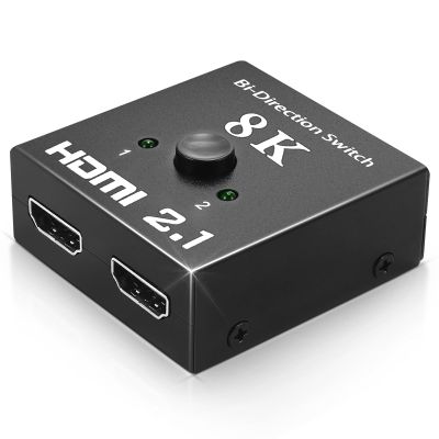 8K@60Hz HDMI 2.1 Switch 2 in 1 Out & 1 in 2 Out, Manual Bi-Directional Switcher for PS5 Xbox PC & Dual Monitors, 48Gbps 4K@120Hz (Not a Splitter)