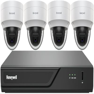 Honeywell HN30040101D45PK 5-Piece Surveillance Kt; Includes (4) HC30W45R3 White 5MP Dome Cameras, and (1) HN30040101 4-Channel NVR with 1TB HDD