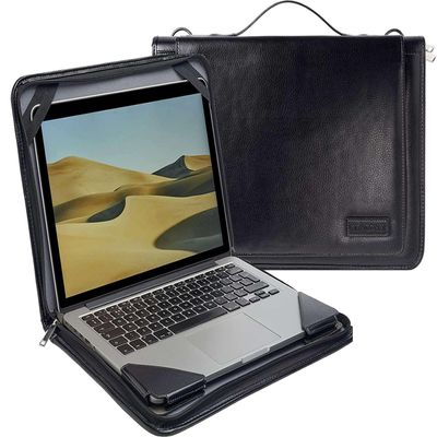 Broonel Black Leather Laptop Messenger Case - Compatible with Lenovo ThinkPad T15 Gen 2 15" Laptop