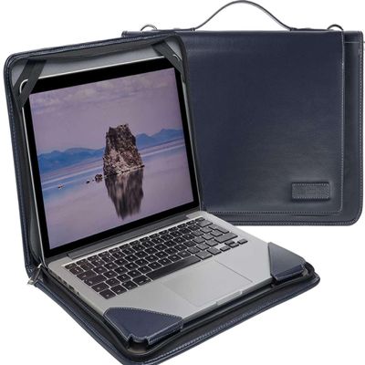 Broonel Blue Leather Laptop Messenger Case - Compatible with ASUS Zenbook 14 Flip OLED (UP5401) 14" Laptop