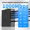 Industrial 8-Port Full Gigabit POE+ Switch with Industrial DIN-Rail Power Supply, 2 Gigabit Uplink Port, Total 120W Budget, DIN-Rail POE Switch for IP Cameras, VoIP Phones, Wireless APs view 3