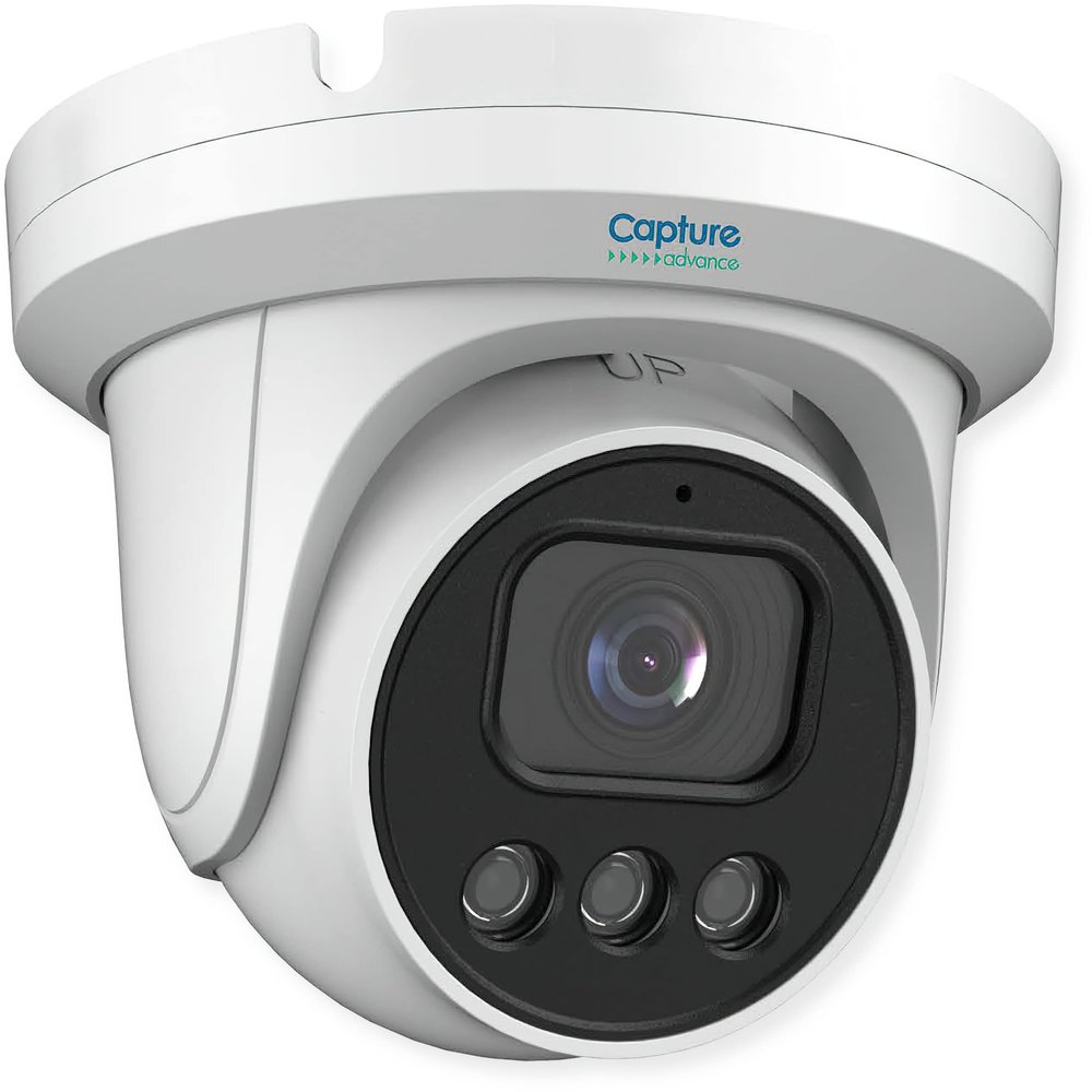 Capture Advance R2-8MPFXTUR 8MP IP IR Fixed Turret Camera, 3840x2160, 2.8mm Lens, True WDR, 12VDC/PoE, 1/2.8" Progressive Scan CMOS, IR Range up to 98 feet