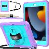 BMOUO Case for iPad 9th/8th/7th Generation 10.2", Shockproof 360 Rotating Stand Shoulder Hand Strap for iPad 9th/8th/7th Gen Case with Pencil Holder for iPad 10.2 inch 2021/2020/2019 - Purple Teal view 1