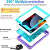 BMOUO Case for iPad 9th/8th/7th Generation 10.2", Shockproof 360 Rotating Stand Shoulder Hand Strap for iPad 9th/8th/7th Gen Case with Pencil Holder for iPad 10.2 inch 2021/2020/2019 - Purple Teal view 3