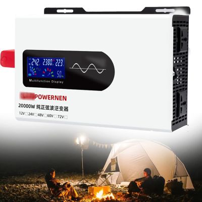 Power Inverter 20000W Pure Sine Wave Car Inverter DC 24V 48V 60V to AC 240V 110V with LCD Display Inverter for RV Truck Car,43X21X11cm,48V-220V