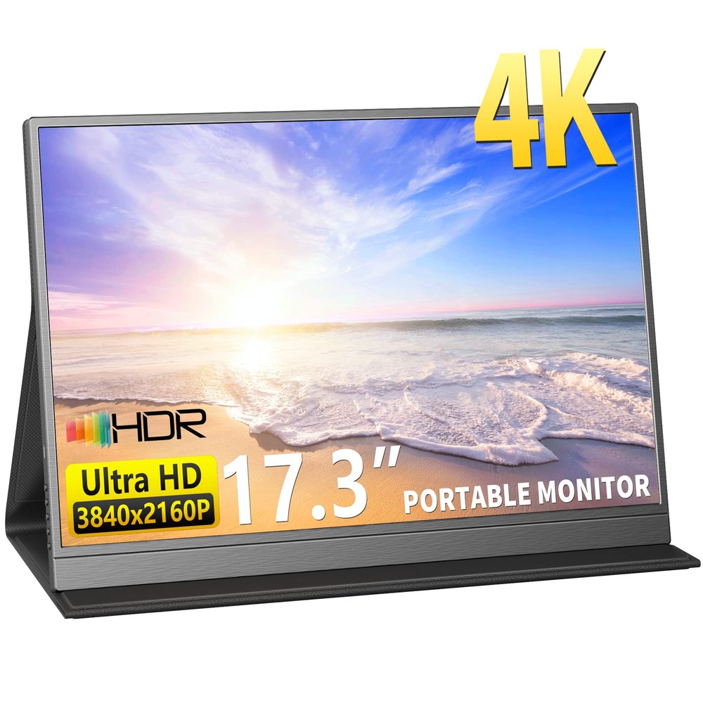 MAGICRAVEN 4K Portable Monitor, 17.3" 3840x2160 IPS Laptop Screen, 1500:1 400 Nits USB C HDMI Computer Gaming Display with Speakers & Smart Cover, Portable Monitor for PC Phone PS4/5 Xbox Switch