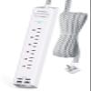 Power Strip Surge Protector with USB C - Flat Plug Extension Cord with 6 AC Outlets 4 USB (2 USB C), Wall Mount, 5ft, 900 J, Multi Plug Outlet Extender for Home Office Dorm Room Essentials view 1