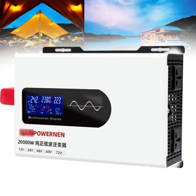 20000W Power Inverter Pure Sine Wave-24V 48V DC to 110V 110V 240V AC Converter-LCD Display, car Inverter for Outdoor Activites,110V-60V