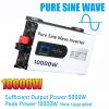 10000W Inverter 24V 48V 60V to 110V 220V 240V Pure Sine Wave Power AC Car Converter, LCD Display for RV Truck car Home use,60v-white110V view 2