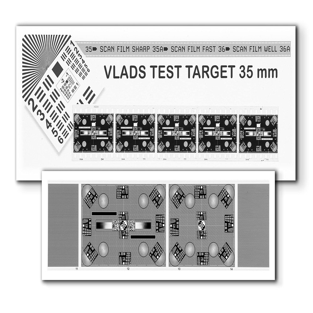 35 mm Hi-Res (5 Frames) and Type 120 Vlads Focus Checker High-Resolution Calibration Target Chart Combo for Digitizing, Camera Scanning. Fully Utilize Your Lens Sharpness and Resolution.