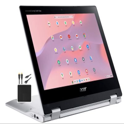 acer 2023 X360 Chromebook Spin 2-in-1 Convertible Laptop Student Business,8-Core MediaTek MT8183C Processor,11.6 HD Touch IPS,4GB RAM,64GB eMMC,WiFi 5,Chrome OS+MarXSolCables,Pure Silver