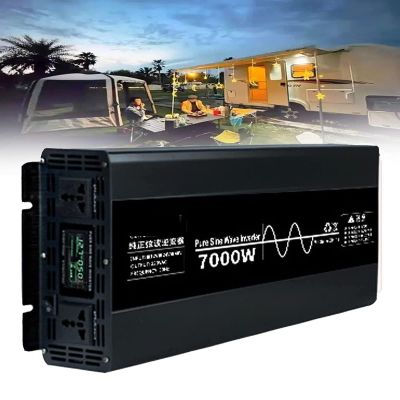 Power Inverter, 7000W 10000W Pure Sine Wave Car Inverter DC 12V 24V to AC 110V 220V with LCD Display,for Car Caravan Camping Boat,12Vto220V