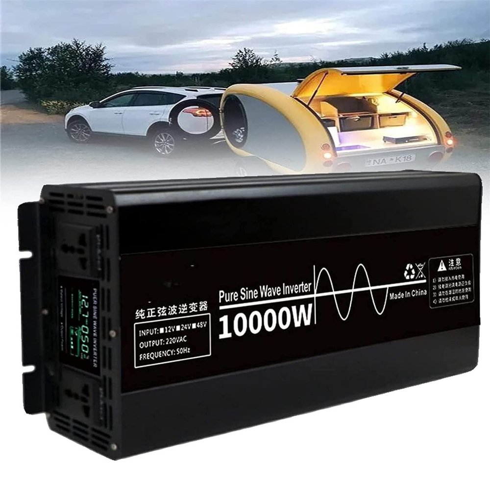 10000W Inverter 24V 48V 60V to 110V 220V 240V Pure Sine Wave Power AC Car Converter, LCD Display for RV Truck car Home use,60v-black220V