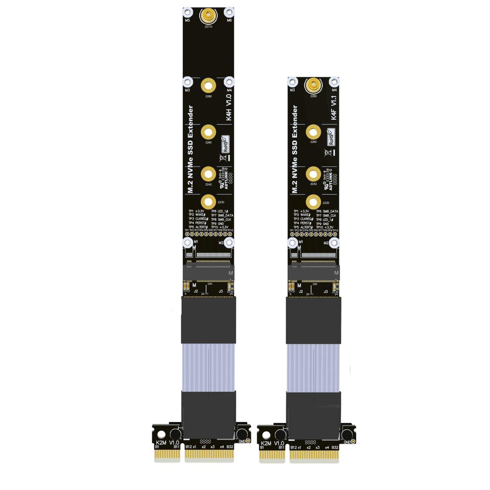 ADT-Link Pcie 4.0 x4 Edge to M.2 M-Key NVMe Slot Adapter Cable for NVMe SSD Extension with Metal Shield (30cm, K24MF)