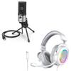 FIFINE USB Desktop Recording Microphone with Gaming Headset Bundle, Podcast Streaming Condenser PC Mic with Volume Knob, Metal Body, Over-Ear Headset Set, Compatible with PS4/PS5Computer (K669S+H6W) view 1