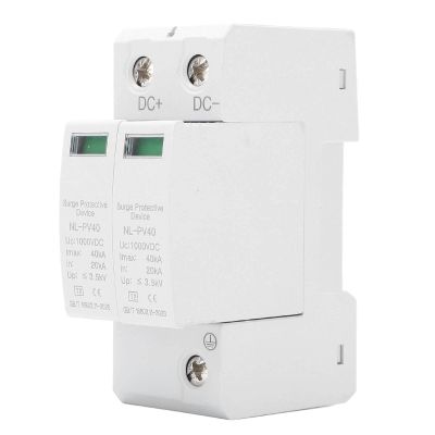 EVTSCAN 2P SPD DC Surge Protective Device for Solar Panels PV System, 20 to 40KA 1000V with Lightning Overvoltage Protection, Surge Protector for Electrical Safety