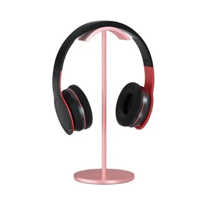 Headset Holder Headphone Stand U-Type Arc Aluminum Headphone Stand Rack Stable Gaming Headset Holder Earphone Rack Non-Slip Silicone Pad Headset Stand Headphone Holder (Color : Rose Gold)