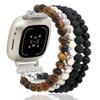 C&L Accessories Bracelets Compatible with Fitbit Versa 3 Bands/Versa 4 Bands/Fitbit Sense 2/Sense Bands for Women Men Beaded Gemstone (Black/White/Brown) view 1