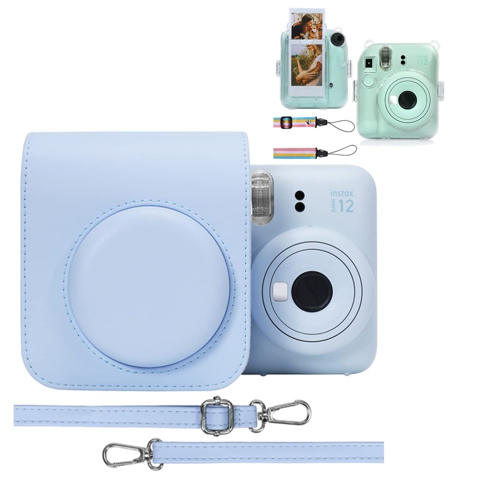 Aenllosi Hard Clear Case for Fujifilm Instax Mini 12 and PU Case for Instax mini 12/11