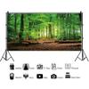 YongFoto 15x8ft Spring Forest Backdrop Green Tree Jungle Sunlight Sunrise Nature Landscape Photography Background Children Family Camping Theme Birthday Party Baby Shower Portrait Photo Studio Props view 2