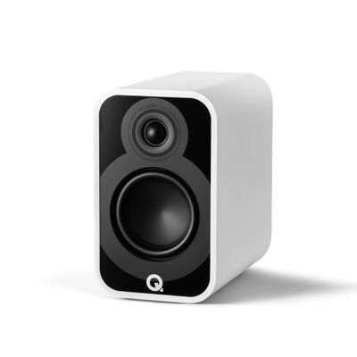 Q Acoustics 5010 Compact Bookshelf Speakers Pair Satin White - 4.5" Mid/Bass Driver, 1" Tweeter - Stereo System for Home Theater Entertainment Center, Surround Sound TV/Record Player