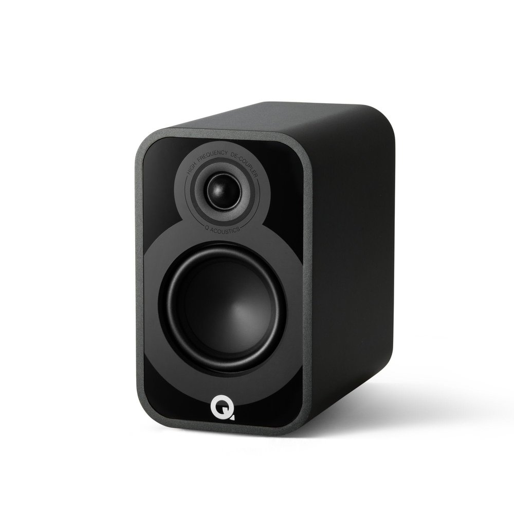 Q Acoustics 5010 Compact Bookshelf Speakers Pair Satin Black - 4.5" Mid/Bass Driver, 1" Tweeter - Stereo System for Home Theater Entertainment Center, Surround Sound TV/Record Player