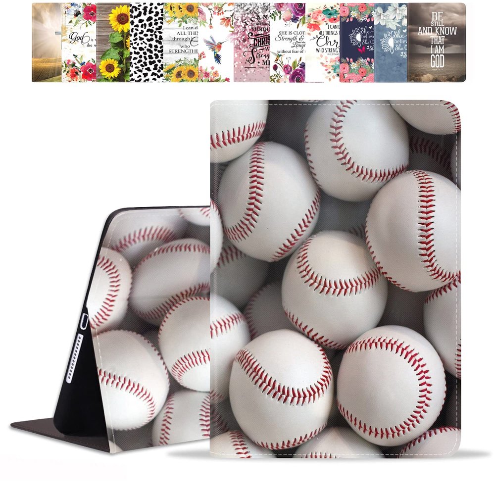 POIUYTREW for Samsung Galaxy Tab A 10.1 Inch Case 2019 (SM-T510/T515/T517), PU Leather Folio Case Smart Cover with Stand & Auto Wake Sleep, Baseball