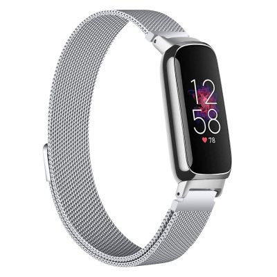 Strap Compatible with Fitbit Inspire 3 Strap, Adjustable Stainless Steel Loop Metal Mesh Magnetic Replacement Wristband Band for Fitbit Inspire 3 Fitness Tracker for Women Men (Silver)