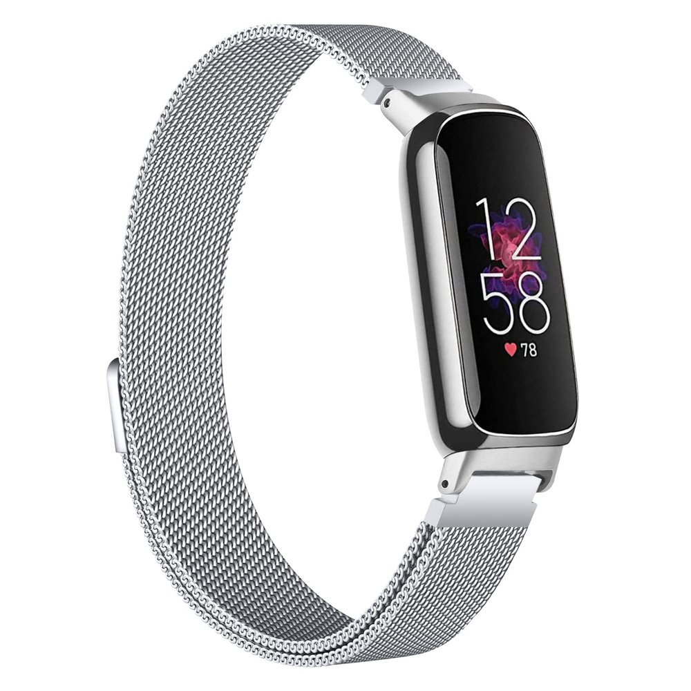 Strap Compatible with Fitbit Inspire 3 Strap, Adjustable Stainless Steel Loop Metal Mesh Magnetic Replacement Wristband Band for Fitbit Inspire 3 Fitness Tracker for Women Men (Silver)