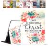 POIUYTREW Case for Samsung Galaxy Tab A8 10.5 Inch 2022 Model (SM-X200/X205/X207), PU Leather Folio Case Smart Cover with Stand & Auto Wake Sleep, Floral Quote Bible Verse Philippians 4:13 view 1