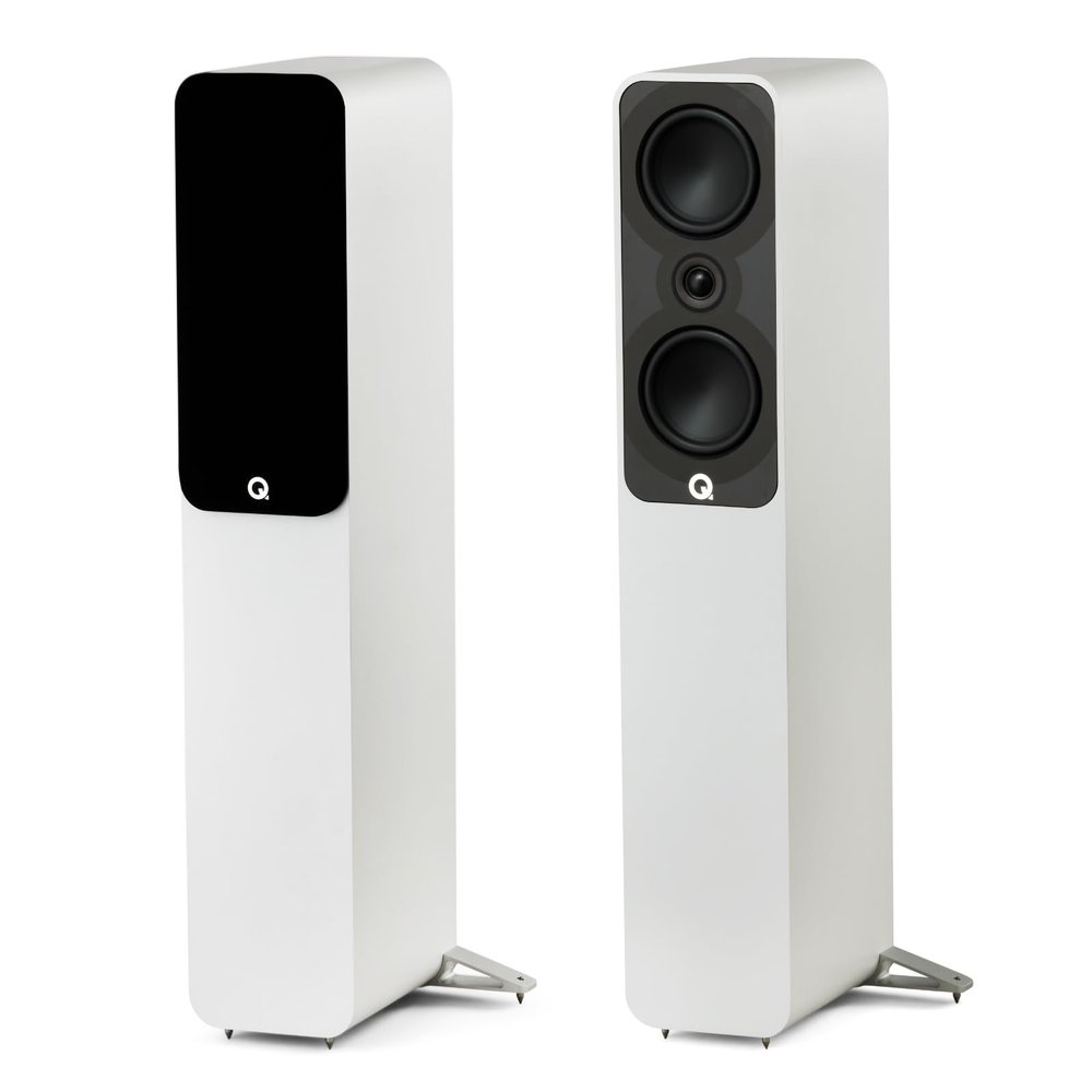 Q Acoustics 5040 Floorstanding Speaker Satin White (Single Speaker-Order Two Units) Stereo System for Home Entertainment Center, Surround Sound TV/Record Player