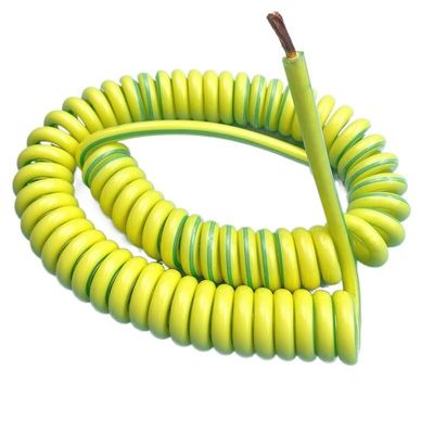 1Pc Yellow/green Spring Spiral Cable Yellow-Green Ground Wire Single Core 20/18/17/15/13/11/9/7AWG Shrinkable Cable Copper Wire Telescopic Wire ( Size : Stretch 5 Meters , Color : 20 AWG 0.5mm2 )