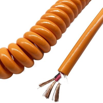 GatherTOOL 3core 1.0mm Square Spring Wire PU Orange Color Retractable Cable Oxygen-Free Pure Copper Spiral Cable Length Stretched 1-6 Meter (Size : Stretch 4meters)