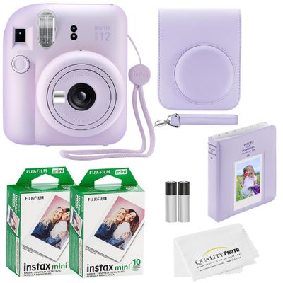 Fujifilm Instax Mini 12 Instant Camera with Case, 20 Fujifilm Prints, Decoration Stickers, Frames, Photo Album and More Accessories (Lilac Purple)