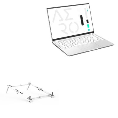BoxWave Stand and Mount Compatible with AORUS AERO 14 OLED (2023) - Pocket Aluminum Stand 3-in-1, Portable Multi Angle Viewing Riser - Metallic Silver