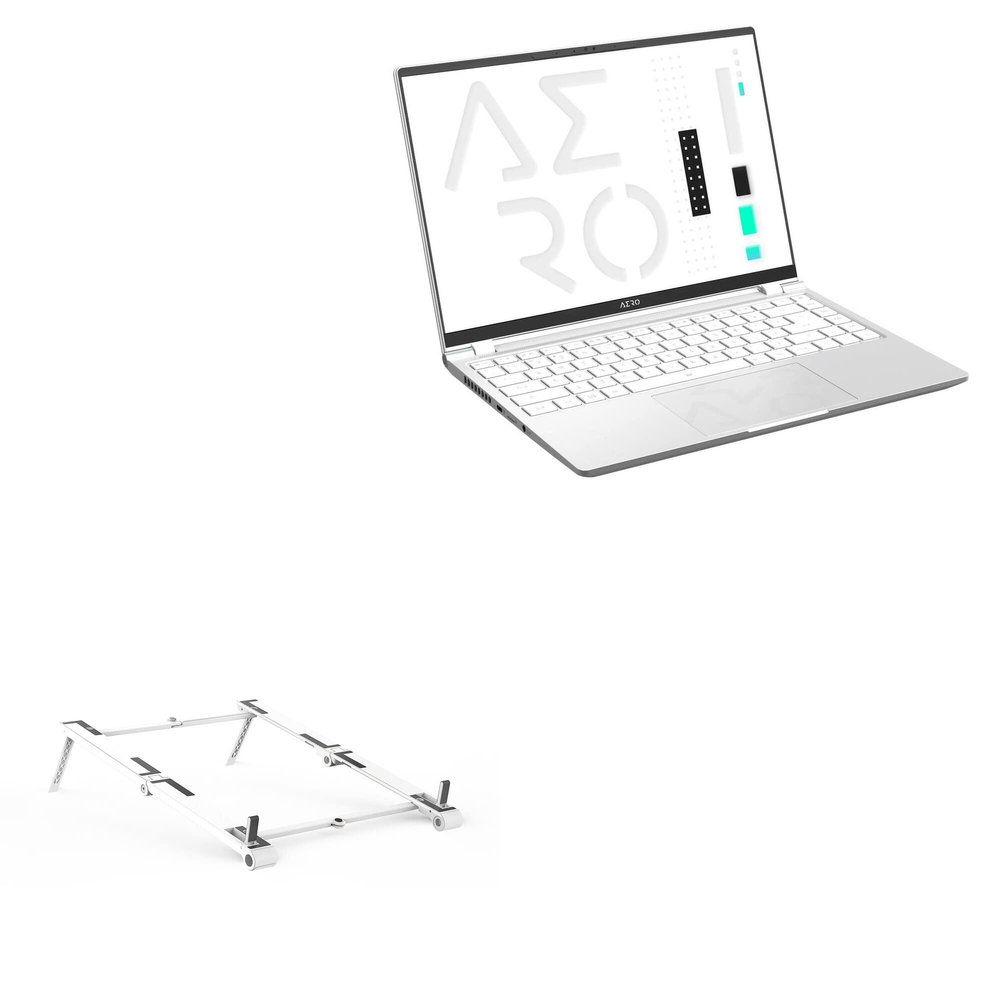 BoxWave Stand and Mount Compatible with AORUS AERO 14 OLED (2023) - Pocket Aluminum Stand 3-in-1, Portable Multi Angle Viewing Riser - Metallic Silver