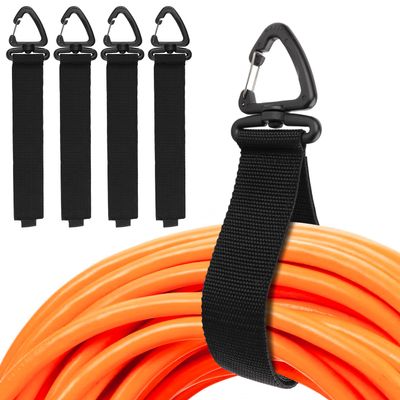 Extension Cord Holder Organizer 4 Pack Extension Cord Hanger for Garage Organization and Shed Storage, 16 inches Long, Heavy Duty Storage Strap for Extension Cord
