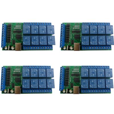 eletechsup DC 12V 8ch Optically Isolated in USB COM Relay Module UART RS232 Serial Port Switch Board Digital Collector PLC (Relay Module4)