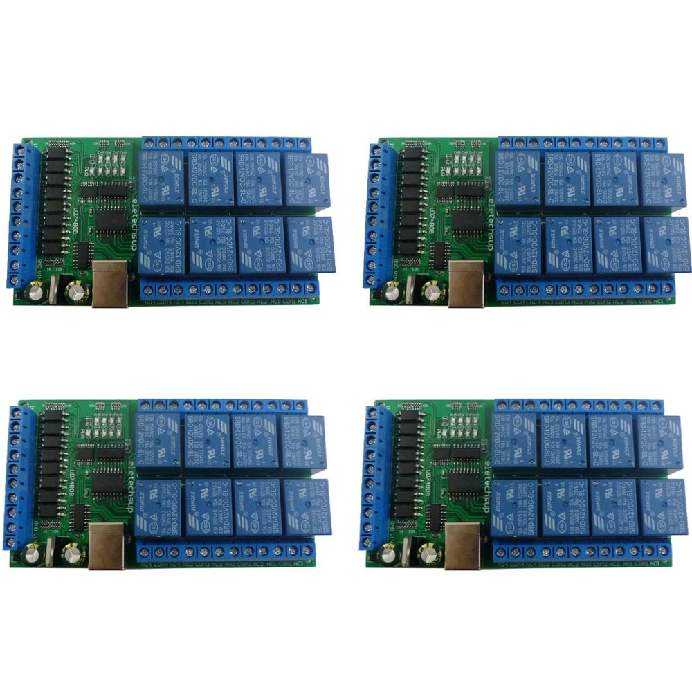 eletechsup DC 12V 8ch Optically Isolated in USB COM Relay Module UART RS232 Serial Port Switch Board Digital Collector PLC (Relay Module4)