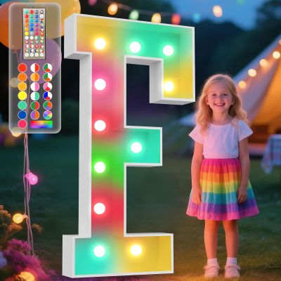Ledido 4FT Colorful Marquee Light Up Letter F for Party