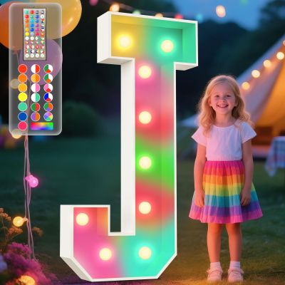 Ledido 4FT Colorful Marquee Light Up Letter W for Party