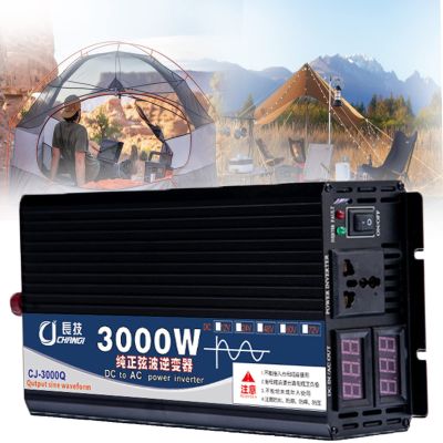 HNCXHX 3000W 4000W 5000W Pure Sine Wave Power Inverter DC 12V 24V 48V 60V to AC 110V 220V 230V 240V Car Converter Voltage Transformer with 1 Ac Outle,2 Cooling Fans for Rv Truck Car Camping,24V-3000W