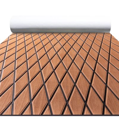 FOCEAN Boat Flooring EVA Foam Boat Decking Marine Mat Non-Slip Self-Adhesive Flooring Sheet for Motorboat Kayak Surfboard Garden Swimming Pools, 94.5''x 47.2'', Brown with Black Lines