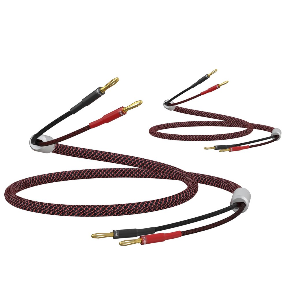 Preffair 1 Pair 13AWG HiFi Speaker Cable OFC Copper Speaker Wires with Banana Plugs Gold Plated for Speaker Audio/Video Systems(Red-Black, 8 feet)