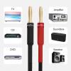 Preffair 1 Pair 13AWG HiFi Speaker Cable OFC Copper Speaker Wires with Banana Plugs Gold Plated for Speaker Audio/Video Systems(Red-Black, 8 feet) view 4