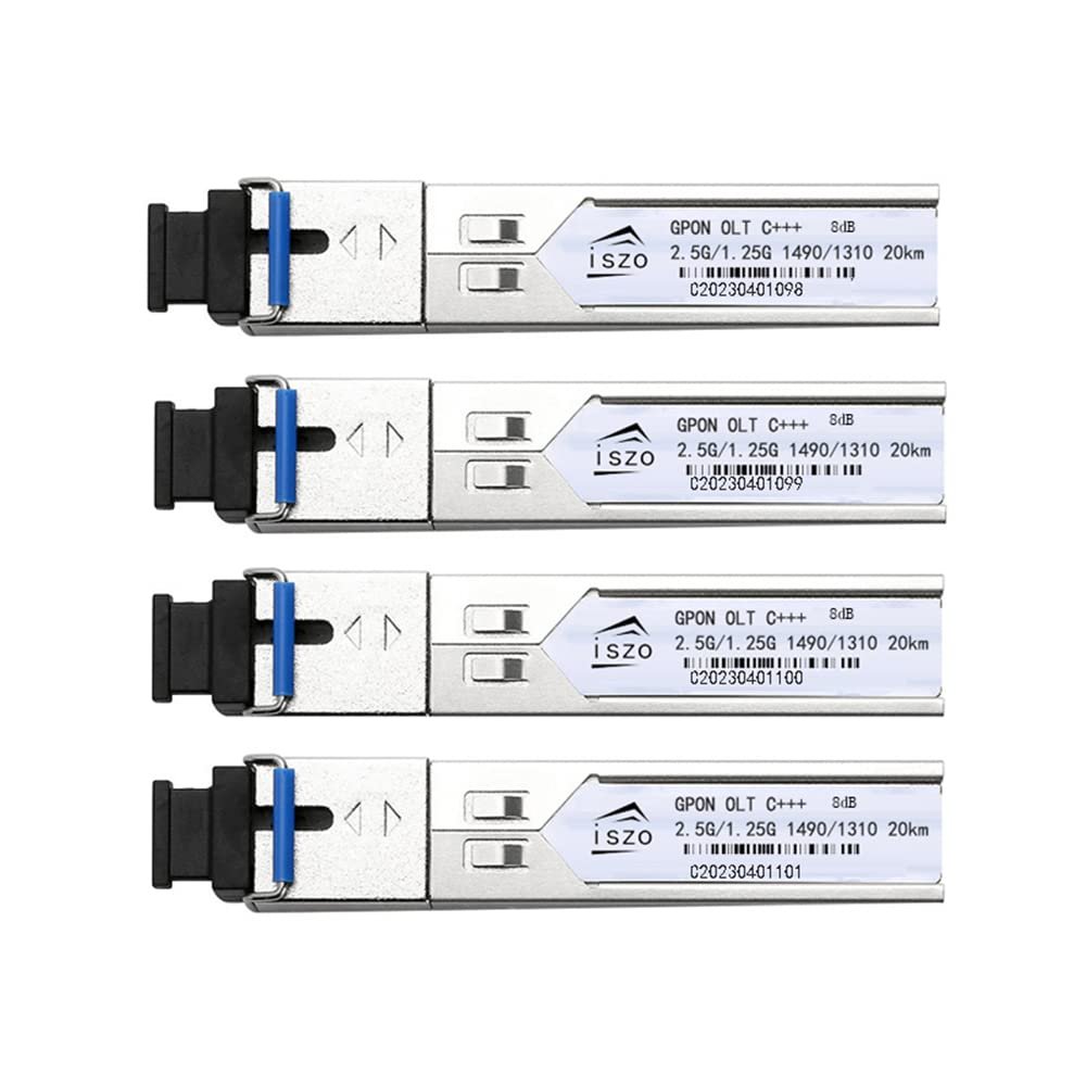 Iszo High-Power GPON OLT C+++ with 7dBm SC UPC, Optical PON Module, 2.5/1.25Gbps, Max Distance 20km, Compatible with OLT BDCOM HIOSO VSOL Think TPLINK and More (4pcs, 8dB)