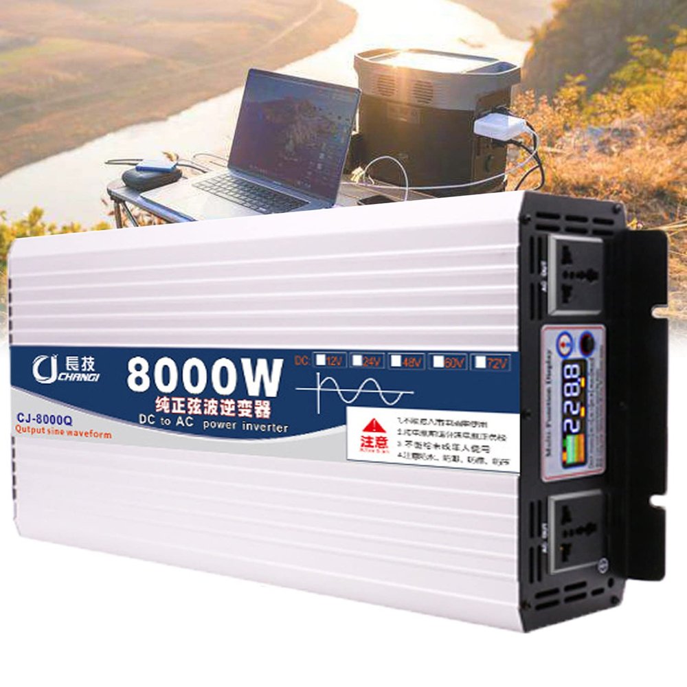 HNCXHX Converter 3000W 4000W 5000W 6000W 7000W 8000W Pure Sine Wave Power Inverter DC 12V 24V 48V 60V to AC 110V 220V 230V 240V Voltage Transformer with 1 Ac Outle 2 Cooling Fans,48V-8000W