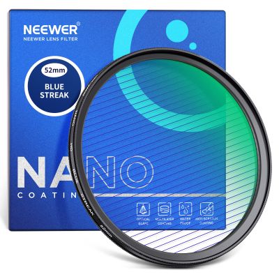 NEEWER 52mm Blue Streak Filter, HD Optical Glass 360 Rotatable Anamorphic Flare Special Effects Lens Filter, 28 Layer Multi Resistant Coated Aluminum Alloy Frame