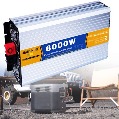 HNCXHX 4000W 5000W 6000W 7000W 8000W Pure Sine Wave Power Inverter DC 12V 24V 48V to AC 110V 220V Converters with AC Outlets LCD Display,Solar Transformer,for Car Caravan Camping Boat,24V-6000W
