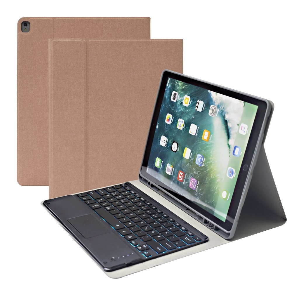 GYSDCAZ Keyboard Case for iPad Pro 12.9-Inch 2017/2015 (Old Model, 2Nd & 1St Generation), [7 Color Backlit] Magnetically Detachable Wireless Bluetooth Keyboard with Touchpad,Pink